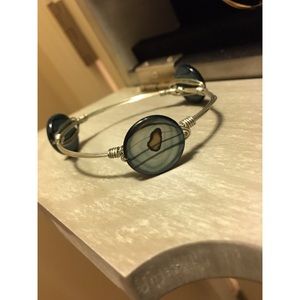 💙Navy, Black, and Brown Silver Bangle Bracelet💙